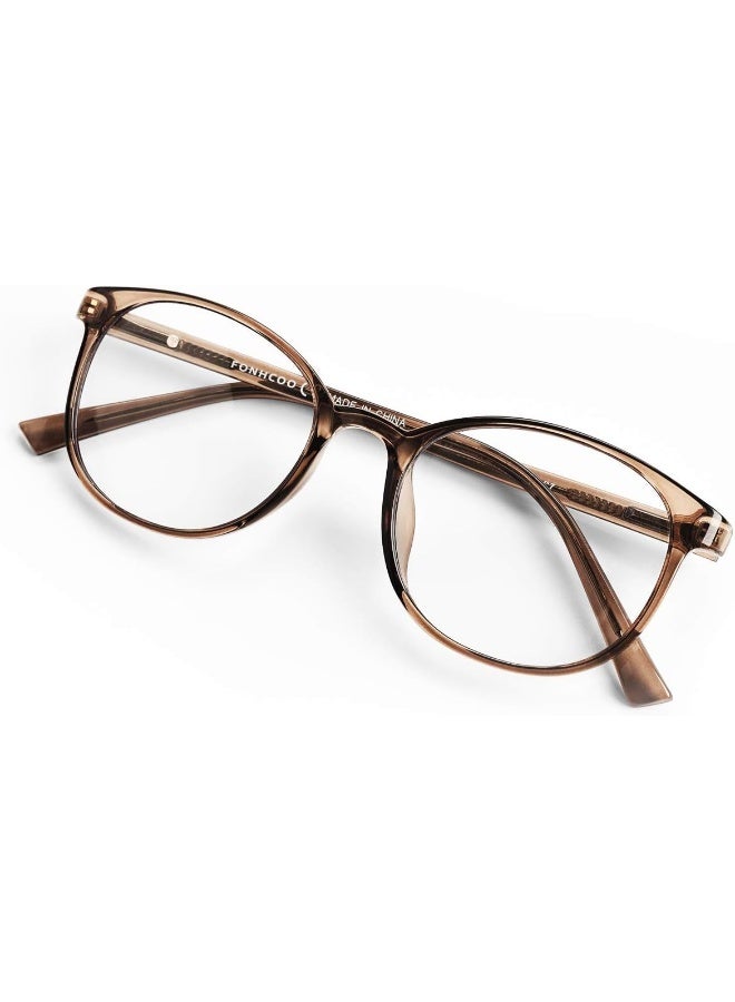 FONHCOO Blue Light Blocking Glasses Women Men Tr90 Round Computer Eyeglasses Coffee - Image 1